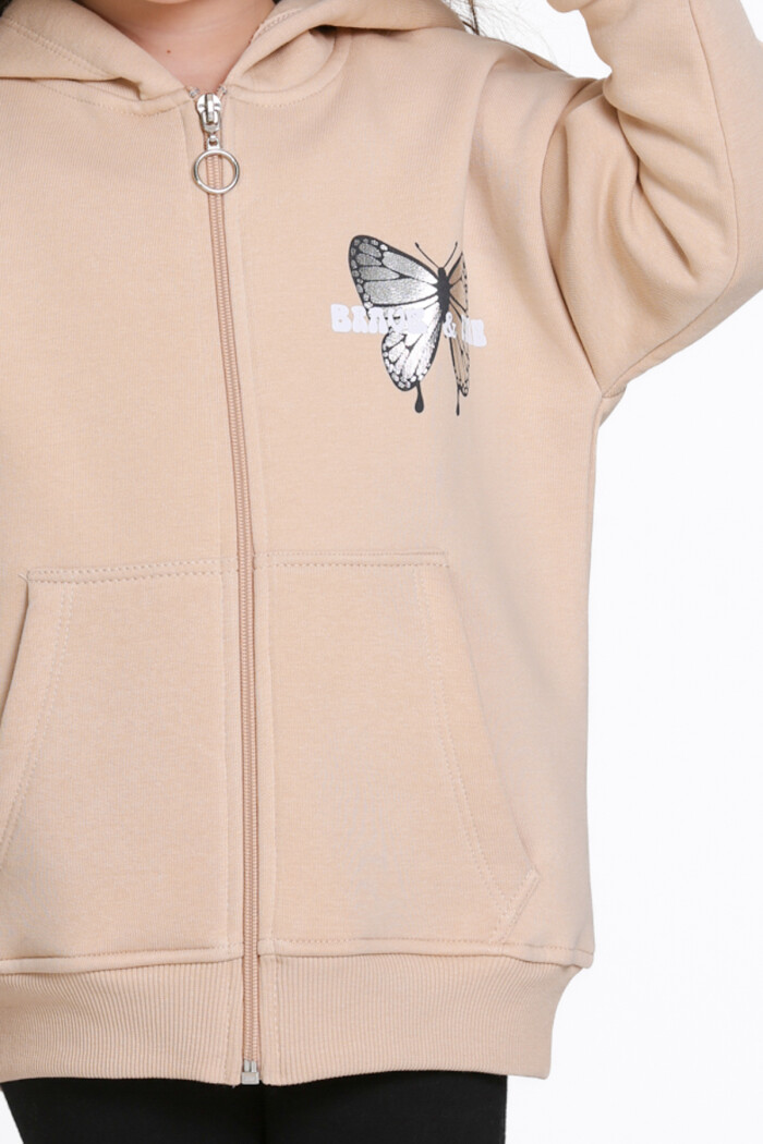 Kız Çocuk Bej Cosmie Dreamer Baskı 1-5 Yaş Hırka - 23205-4