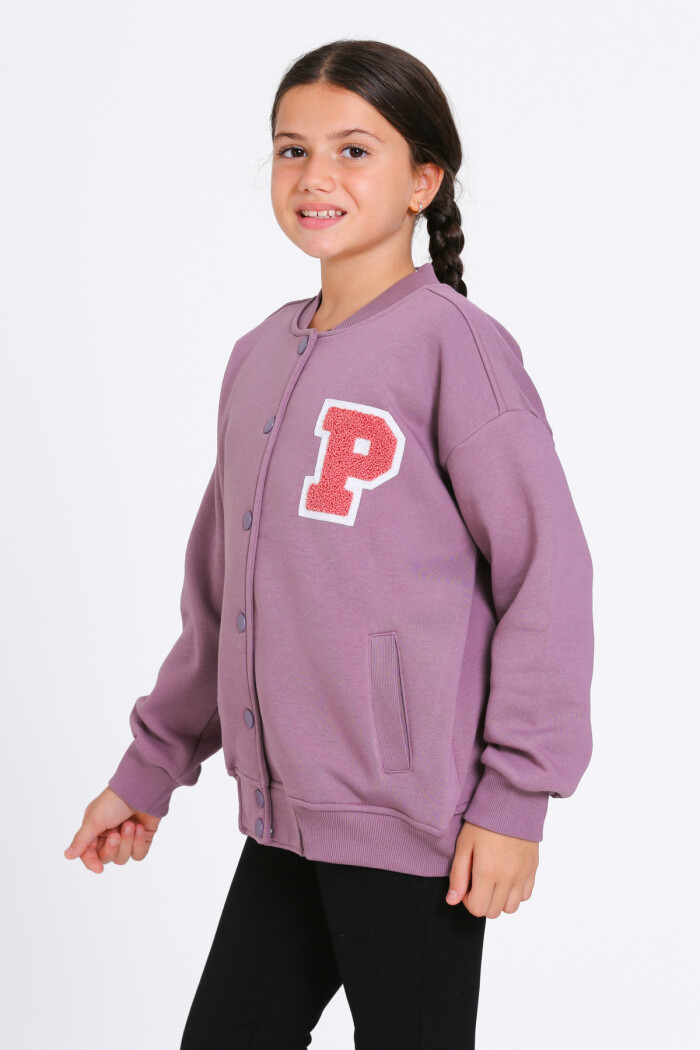 Kız Çocuk Mürdüm Vernichten Nakışlı 8-12 Yaş Kolej Hırka - 23214-1