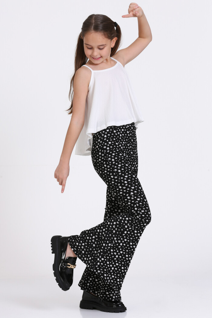 Ekru Bürümcük İp Askılı İspanyol Paça 5-8 Yaş Takım - 2418-2