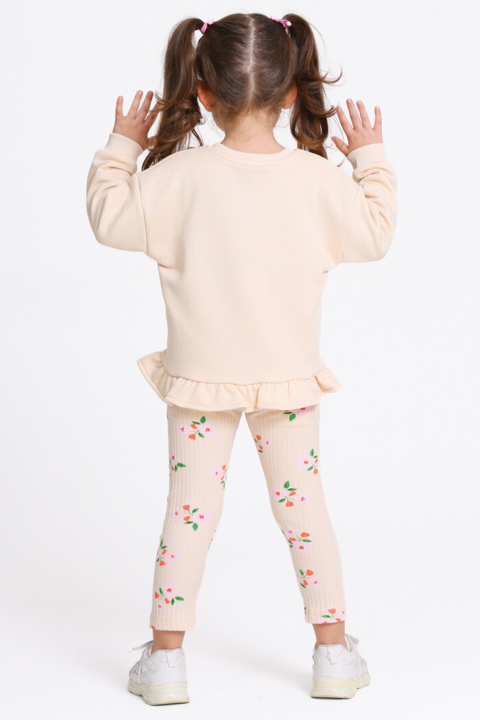 Kız Çocuk Bej Something Baskı 1-5 Yaş Takım - 23280-3
