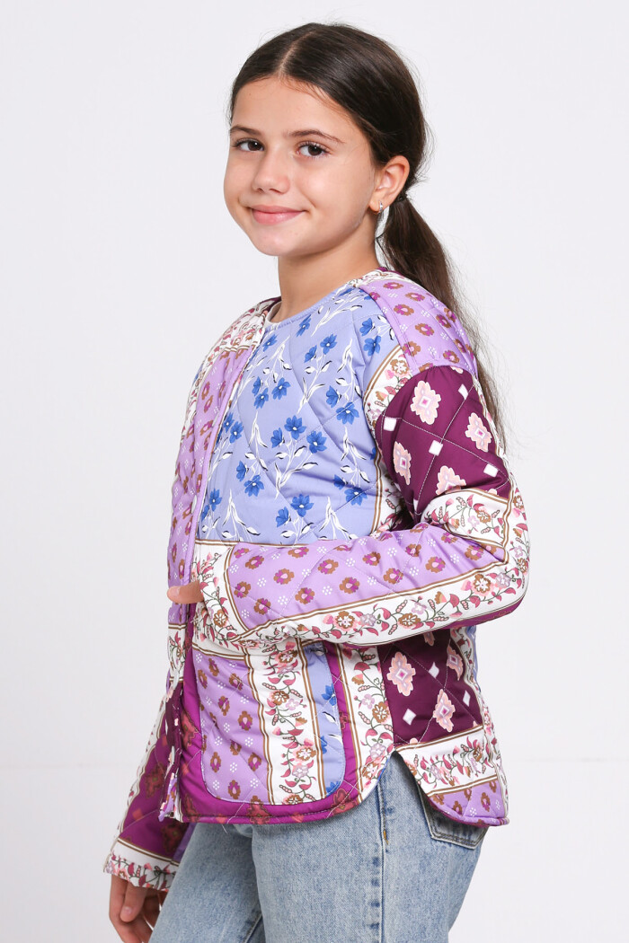 Kız Çocuk Mürdüm Kapitone Mevsimlik 7-12 Yaş Mont - 23244-3