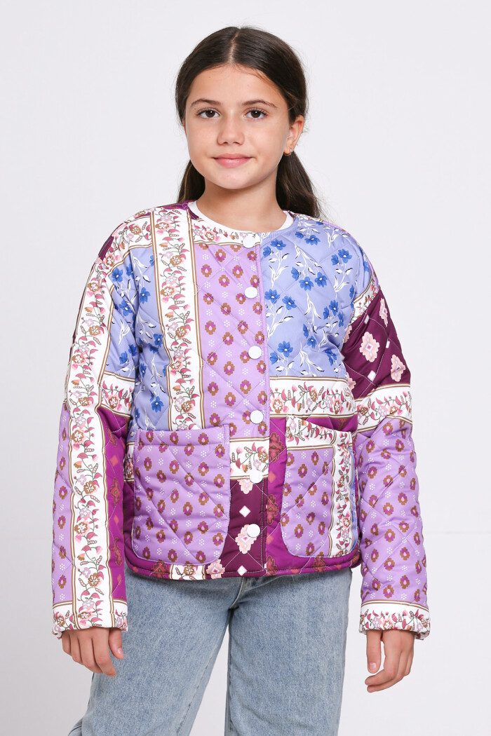 Kız Çocuk Mürdüm Kapitone Mevsimlik 7-12 Yaş Mont - 23244-3