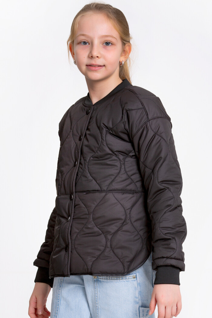 Kız Çocuk Siyah Kapitone Mevsimlik 7-12 Yaş Mont - 23243-1