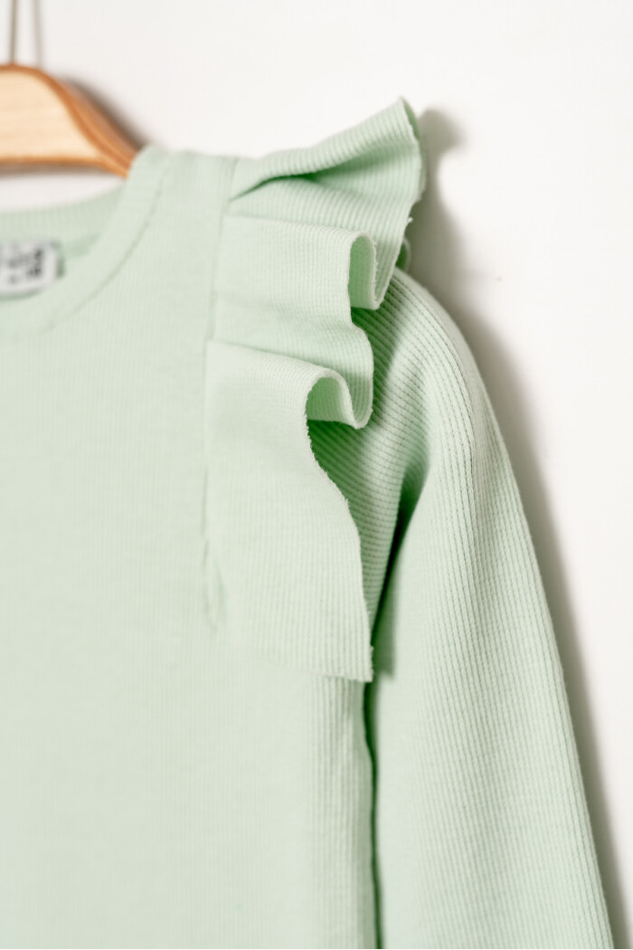 Kız Bebek Mint Omuz Fırfırlı 1-5 Yaş Sweatshirt - 3543-6