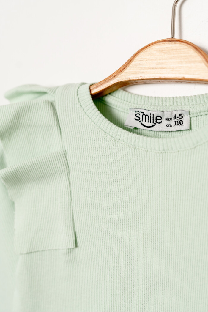 Kız Bebek Mint Omuz Fırfırlı 1-5 Yaş Sweatshirt - 3543-6