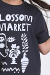 Antrasit Blossom Market Baskılı 4-12 Yaş Tişört - 2430-3