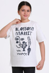 Ekru Blossom Market Baskılı 4-12 Yaş Tişört - 2430-1