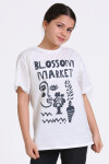 Ekru Blossom Market Baskılı 4-12 Yaş Tişört - 2430-1