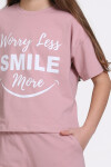 Gül Kurusu Wory Less Smile More Baskılı 5-9 Yaş Takım - 2442-1