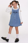 Kız Çocuk Mavi Fiyonklu Kot 3-7 Yaş Elbise - 23372-1