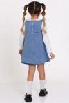 Kız Çocuk Mavi Fiyonklu Kot 3-7 Yaş Elbise - 23372-1