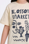Krem Blossom Market Baskılı 4-12 Yaş Tişört - 2430-2