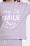 Lila Wory Less Smile More Baskılı 5-9 Yaş Takım - 2442-2